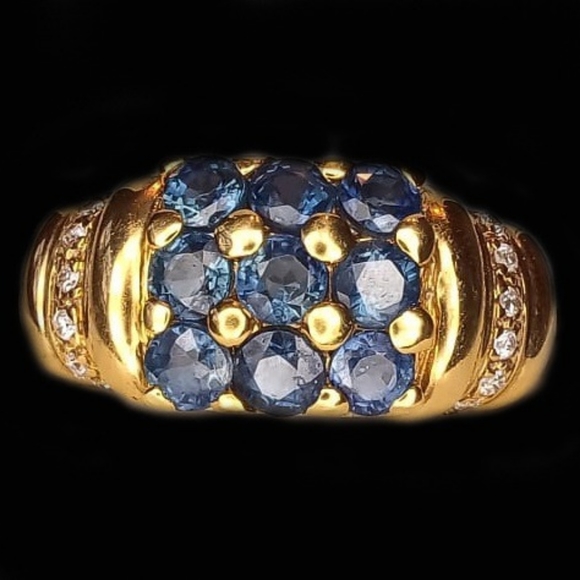 Sapphire diamond yellow gold ring new